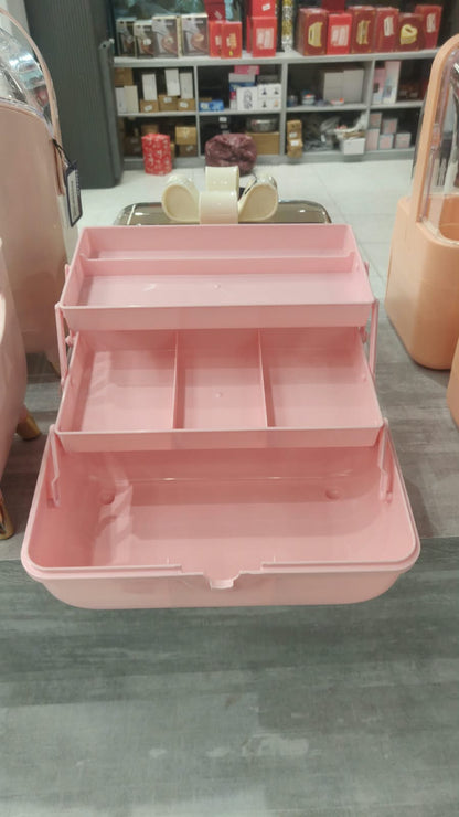 Multi-Tier Clear Top Makeup & Skincare Storage Organizer with Bow Latch