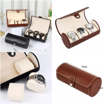 Luxury Travel Watch Roll | 3-Slot PU Leather Watch Pouch