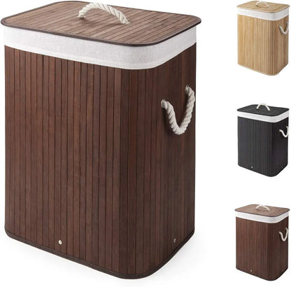 Premium Bamboo Laundry Basket with Lid – 72L Capacity - My Store