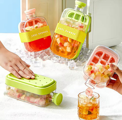 Press-Type Ice Cube Maker Bottle with Straw - My Store