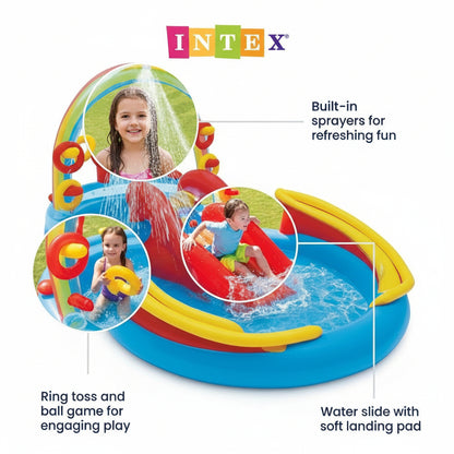 INTEX Rainbow Ring Inflatable Play Center with Water Slide