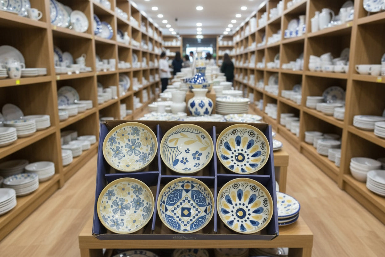 Japanese-Style Floral Ceramic Bowls – Set of 6 - My Store