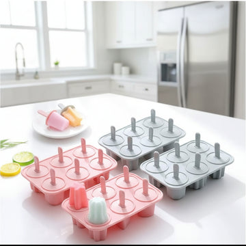 6-Cavity Silicone Popsicle & Ice Cream Mold Set with Reusable Sticks