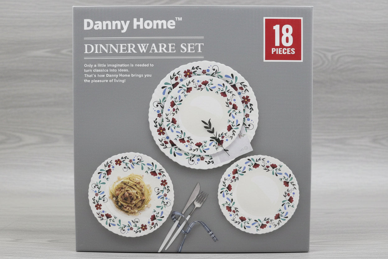 Danny Home Dinnerware Set – 18 Pieces Floral Design - My Store