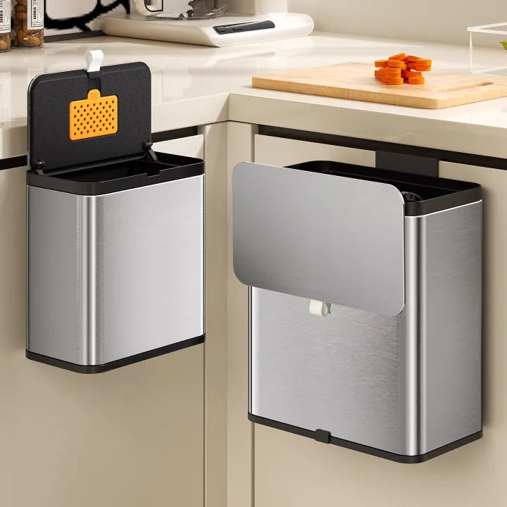 Stainless Steel Hanging Trash Can – Dual Opening Lid (3L / 8L) - My Store