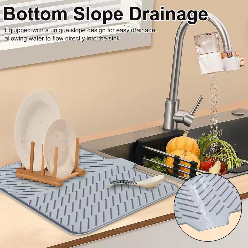 Silicone Dish Drying Mat with Self-Draining Lip - My Store