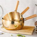 Golden Stainless Steel Saucepan with Wooden Handle - My Store
