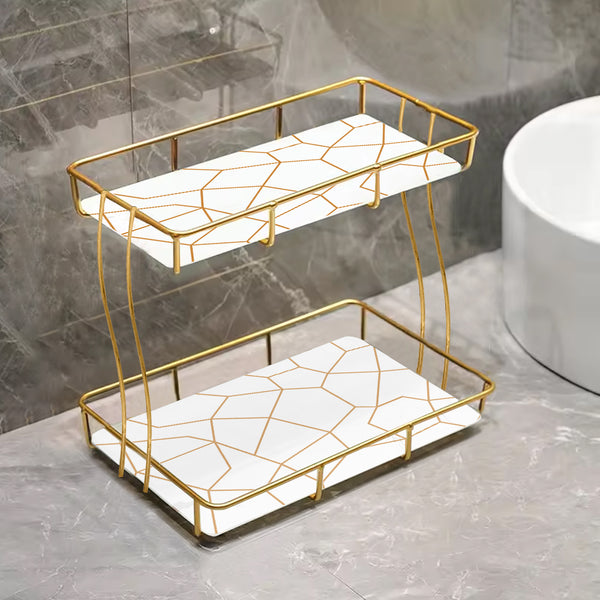 2-Tier Rectangular Golden Vanity Stand - My Store