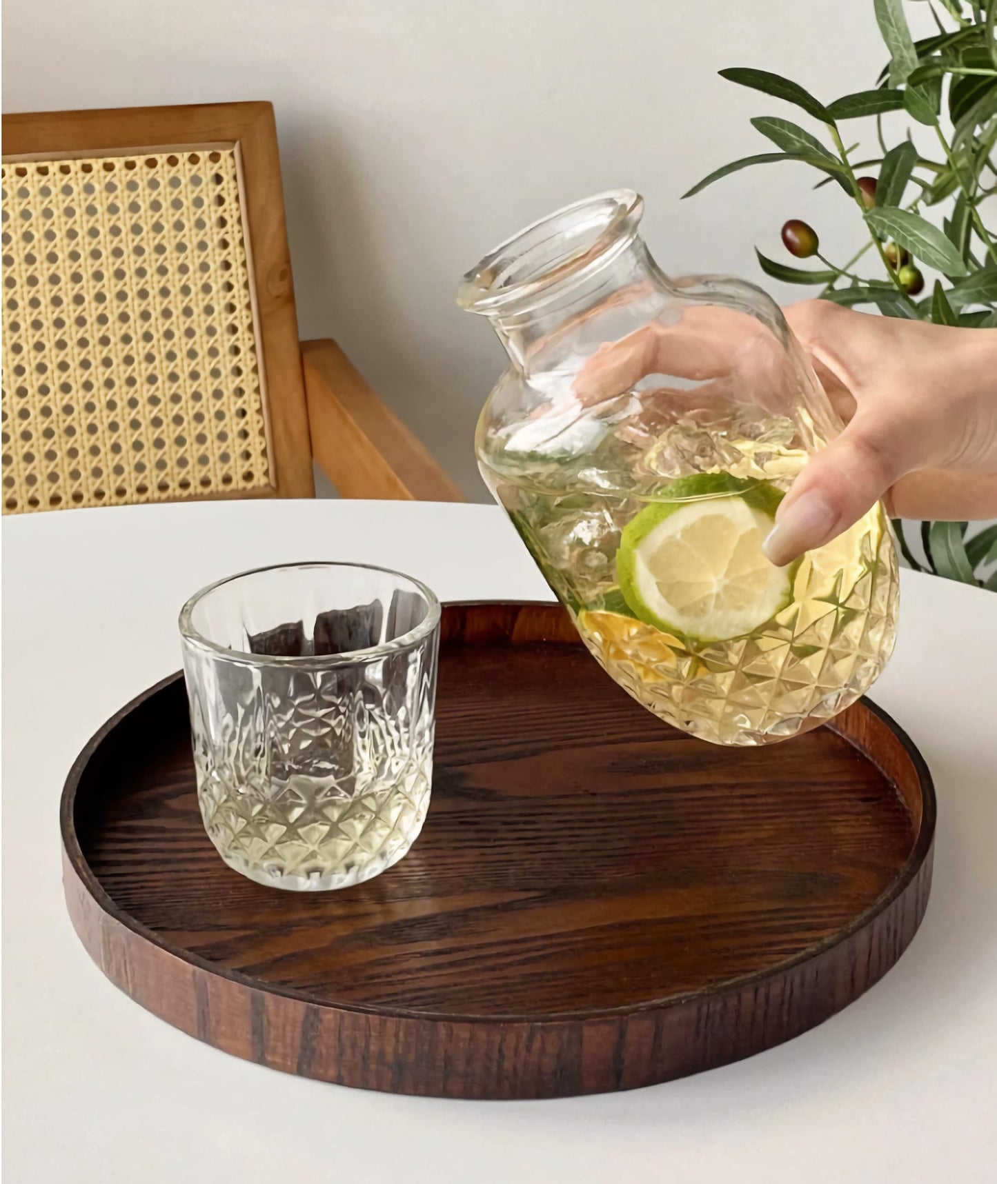 Danny Home Luxe Glass Water Carafe Set with Tumbler Lid – 600ml