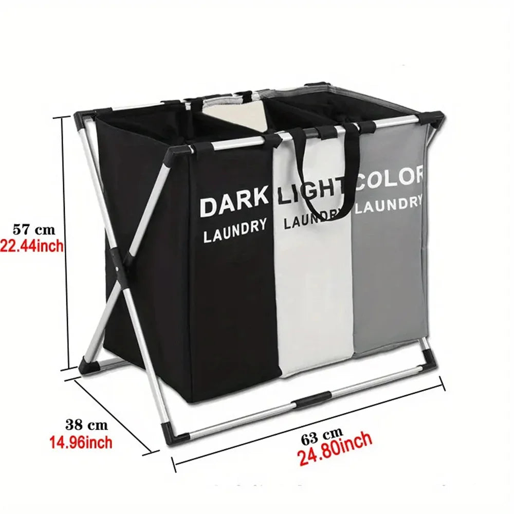 3-Compartment Foldable Laundry Organizer – X-Frame Design - My Store