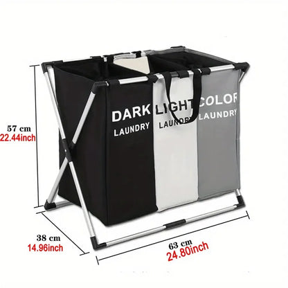 3-Compartment Foldable Laundry Organizer – X-Frame Design - My Store