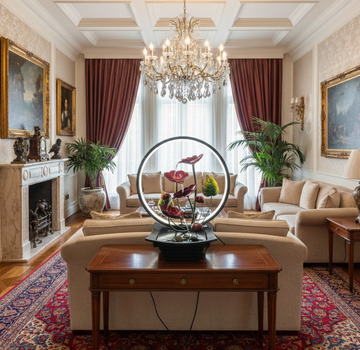 Modern Red Flower Tabletop Fountain with LED Light