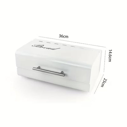 Vintage Metal Bread Box – Retro Kitchen Storage (White) - My Store