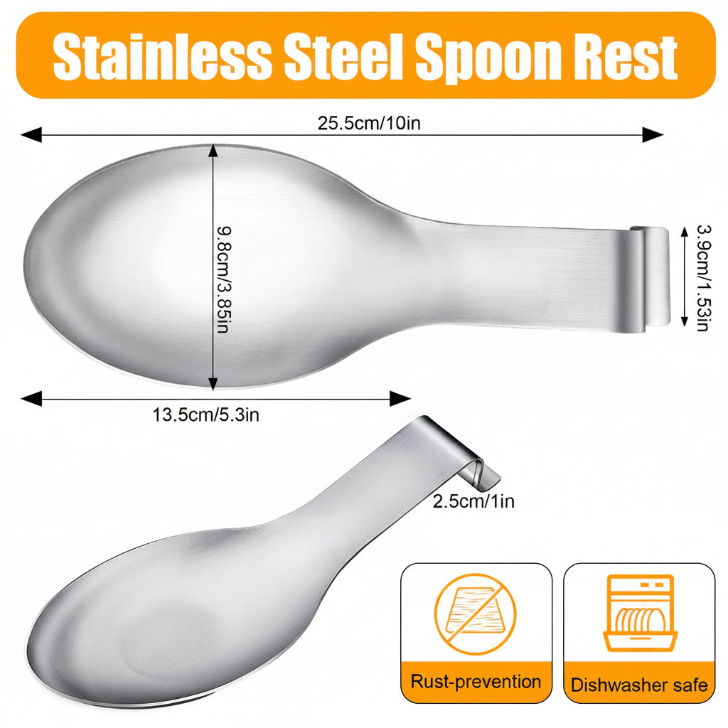 Large Stainless Steel Spoon & Utensil Rest