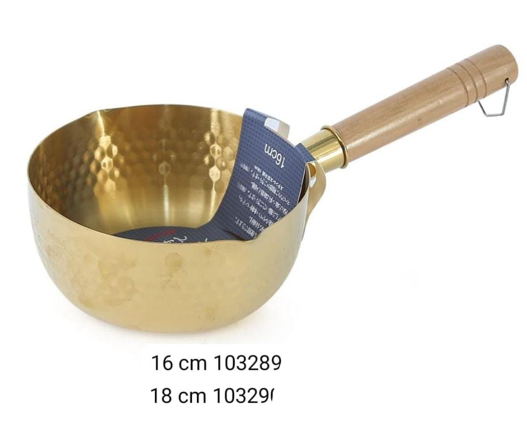 Golden Stainless Steel Saucepan with Wooden Handle - My Store