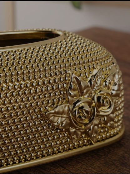 Luxurious Golden Rose Tissue Box Holder - My Store