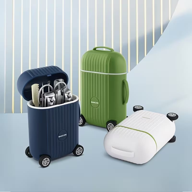 8-Piece Portable Suitcase-Style Manicure & Nail Clipper Set
