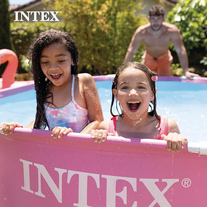 INTEX 8ft × 30" Pink Metal Frame Above Ground Pool