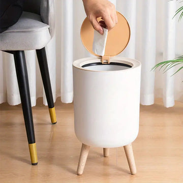 Indoor Trash Bin with Wooden Feet – 7L