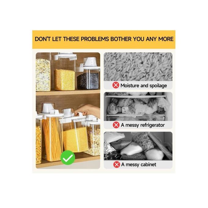 Airtight Clear Storage Dispenser Container with Measuring Cup Lid & Handle