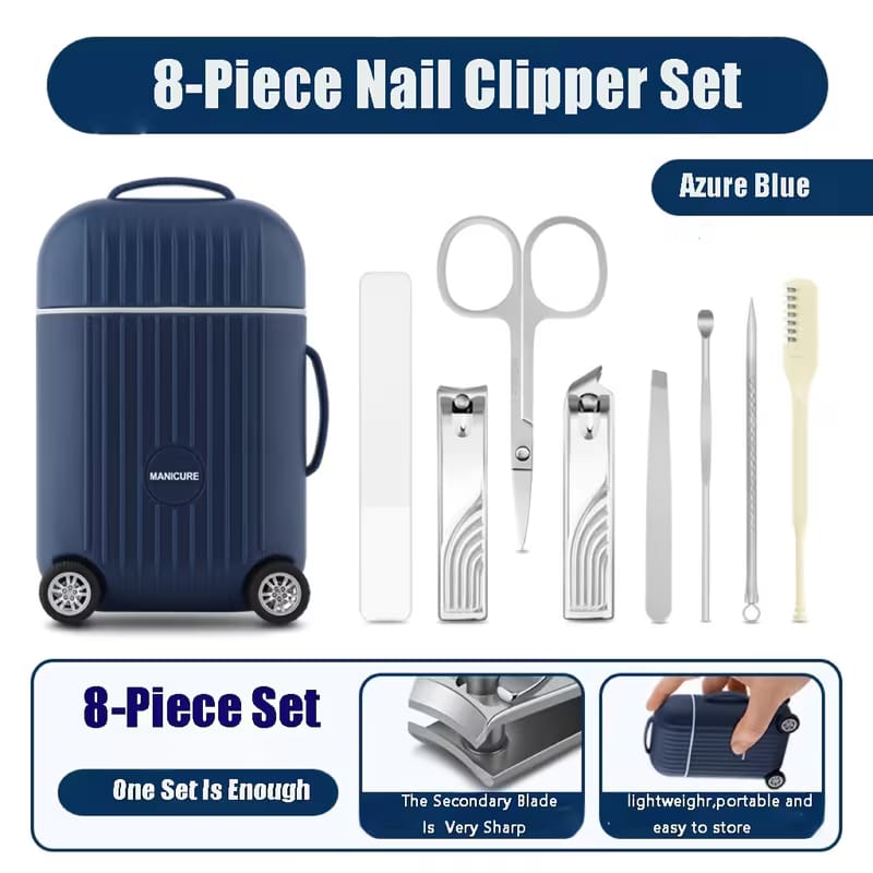 8-Piece Portable Suitcase-Style Manicure & Nail Clipper Set