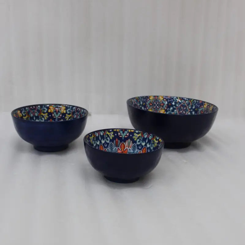 Moroccan Hand-Painted Ceramic Bowls – Red & Royal Blue