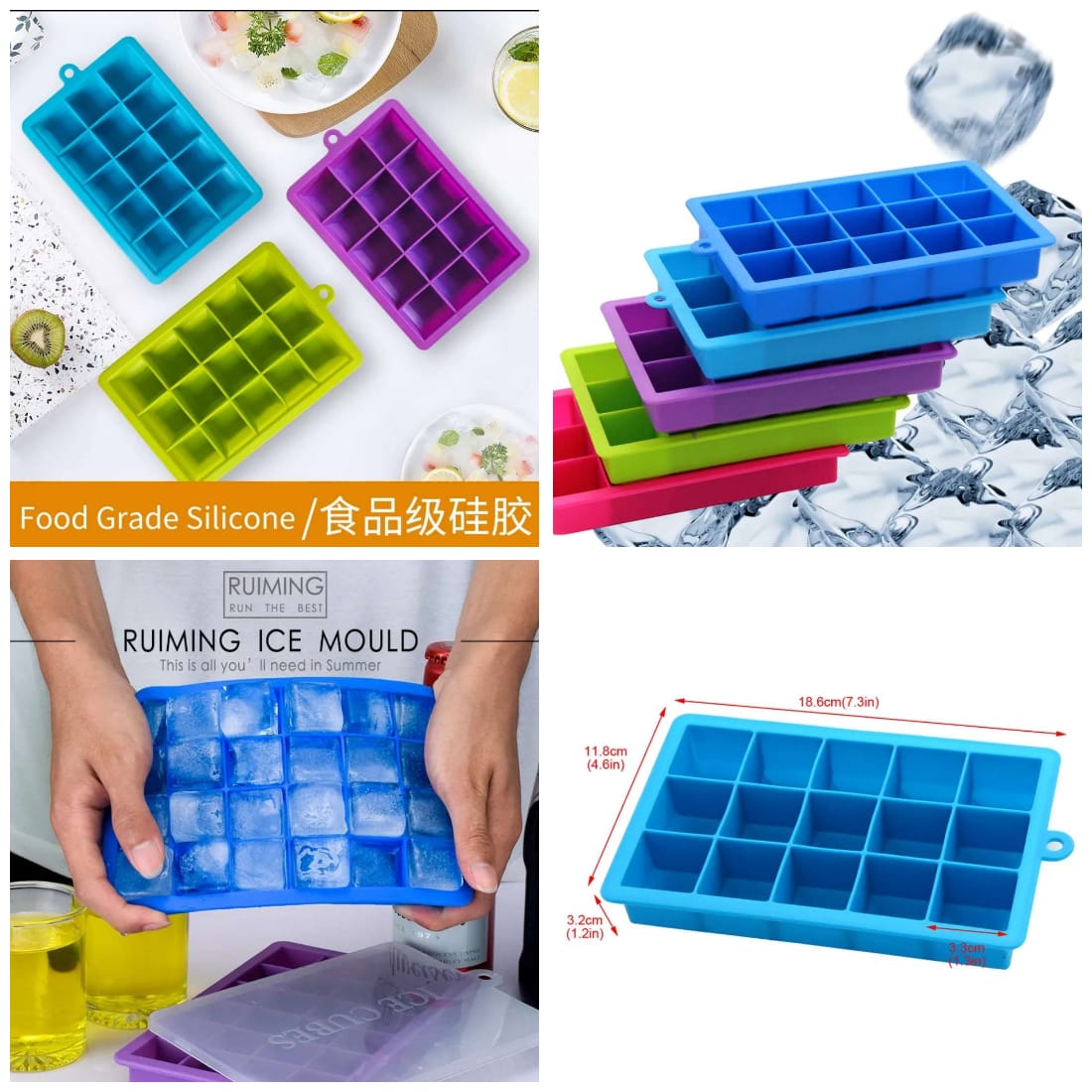 15-Grid Ice Cube Tray with Lid - My Store