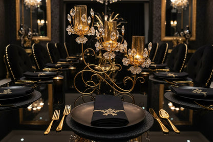 Elegant 3-Piece Crystal Candle Stand (Gold Finish) - My Store