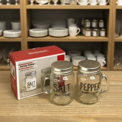 Danny Home Glass Salt & Pepper Shaker Set with Handles