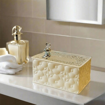 Luxury Decorative Tissue Box with Crystal Lid &chrome bunny accent