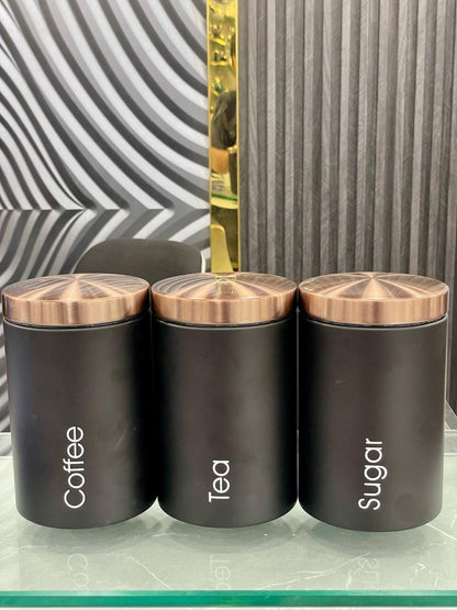 3pcs Canister Set Tea Coffee Sugar Storage  Kitchen Food Canister Jar - My Store