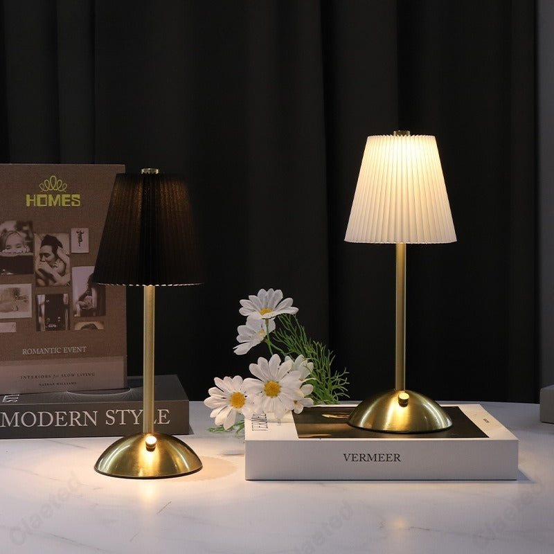 Rechargeable Pleated Cordless Table Lamp – Touch Control LED Table Lamp with 3 Color Modes