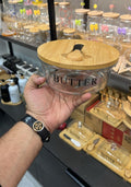 Glass Butter Dish with Wooden Knife - My Store