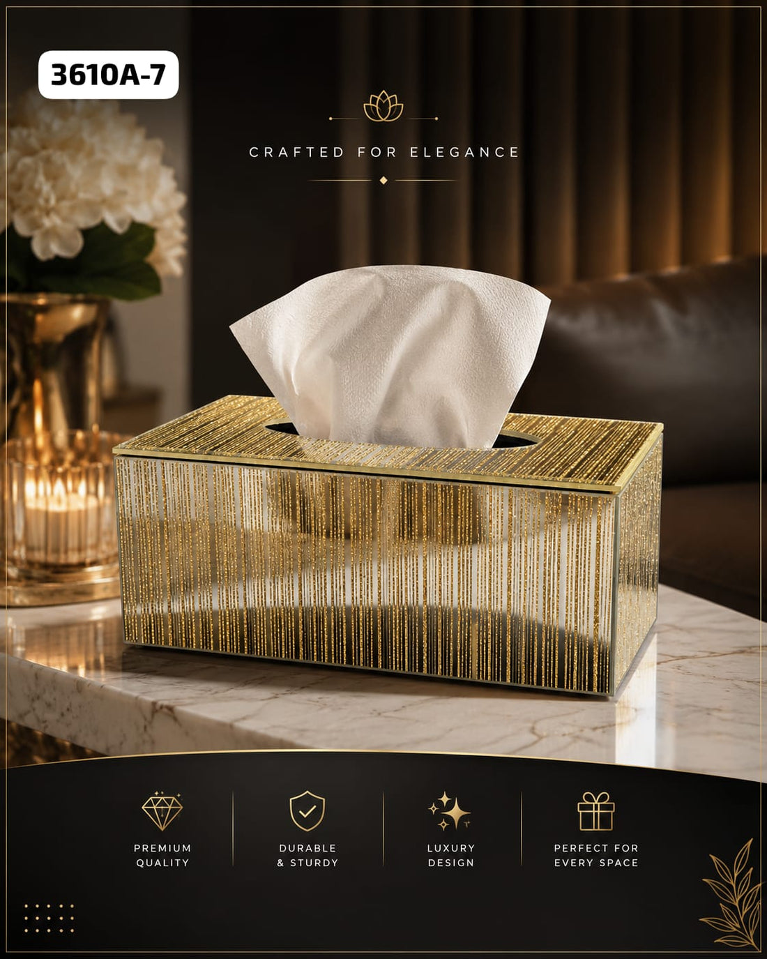 Luxury Crystal Glass Tissue Box Holder