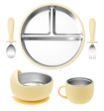 6-Piece Stainless Steel & Silicone Baby Feeding Set - My Store