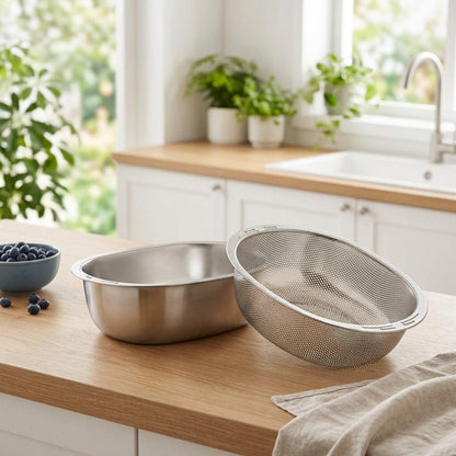 Multi-Function Stainless Steel Colander & Basin Set