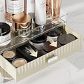 2-Tier Fluted Makeup Organizer with Drawers – Cream & Silver - My Store