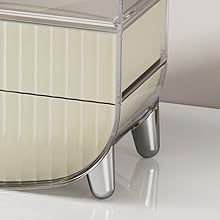 2-Tier Fluted Makeup Organizer with Drawers – Cream & Silver - My Store