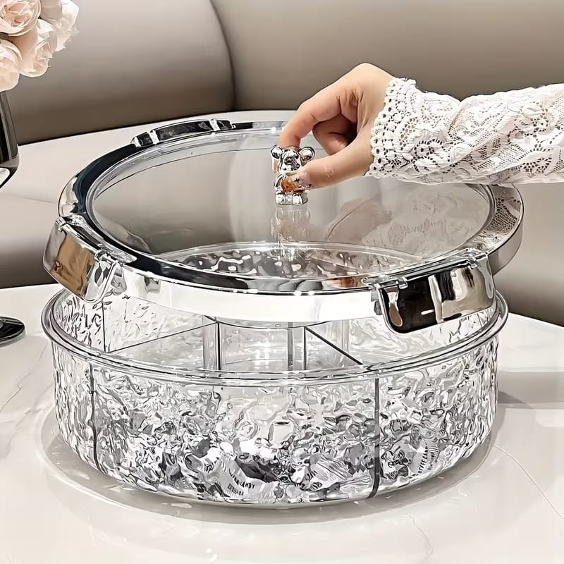 Premium Divided Acrylic Snack Box with Bear Handle - My Store