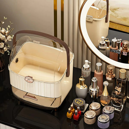 Vanity Cosmetics Storage Box – Dust-Proof Makeup Organizer with Drawers