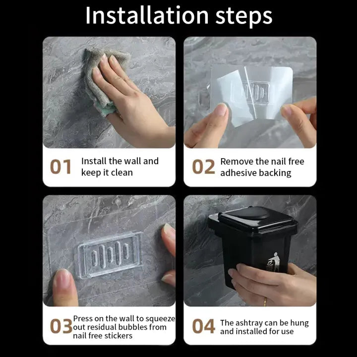 Multi-Purpose Wall-Mounted Mini Bin & Ashtray – Nail-Free Installation