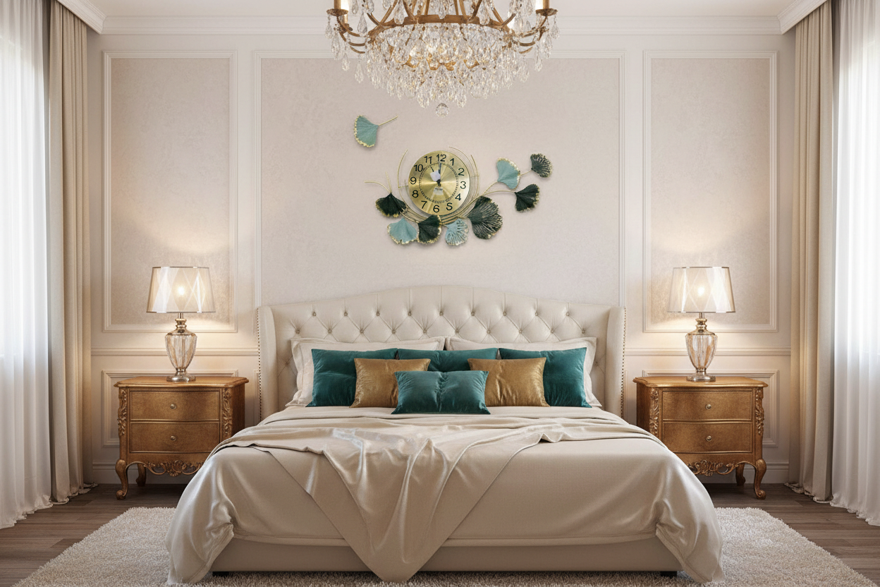 Luxury Metal Leaf & Butterfly Wall Clock - My Store