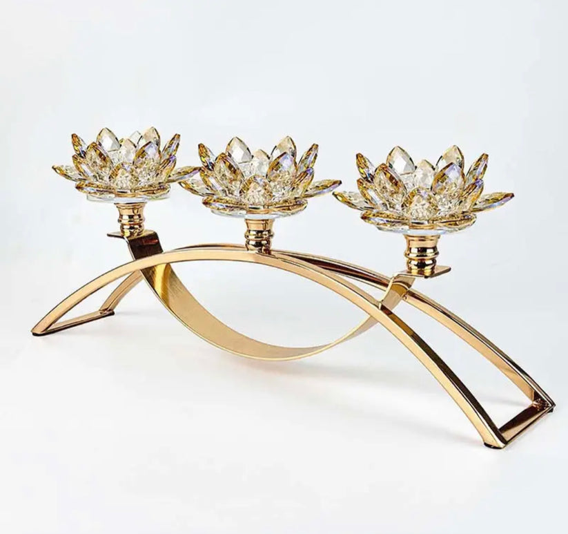 Elegant Nordic Golden Crystal Candle Holder