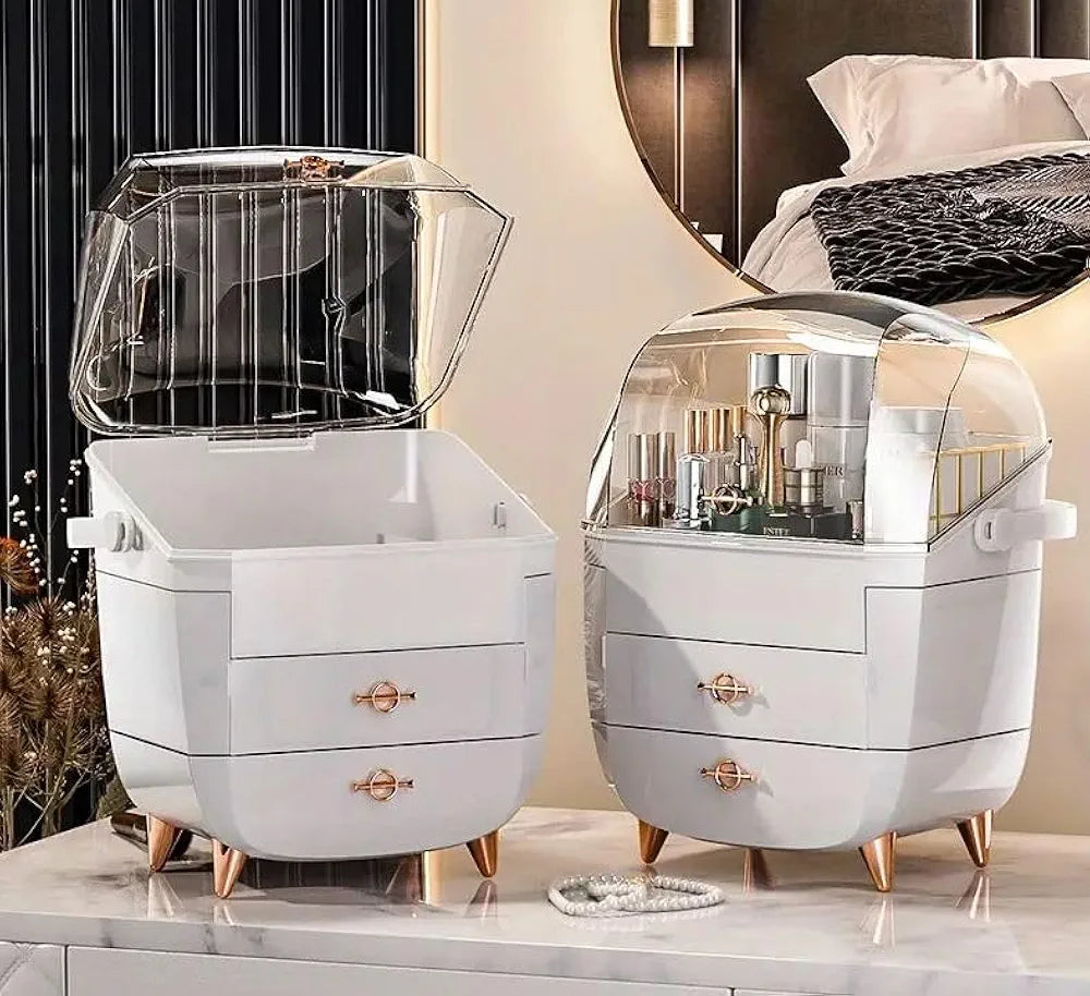Vanity Cosmetics Storage Box – Dust-Proof Makeup Organizer