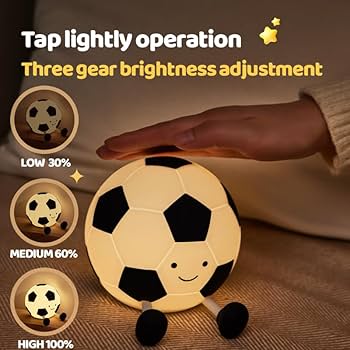 Cute Soccer Ball LED Silicone Night Light – Rechargeable Bedside Lamp