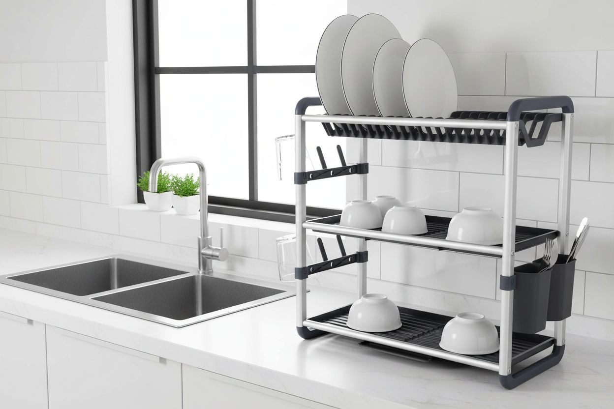 Aluminum 3-Layer Dish Drying Rack - My Store