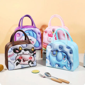 Large Capacity Insulated Lunch Bag – Cute 3D Designs for Kids & Adults