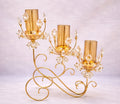 Elegant 3-Piece Crystal Candle Stand (Gold Finish) - My Store