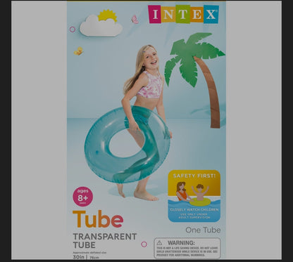 Intex Transparent Inflatable Pool Swim Tube  – Assorted Neon Colors