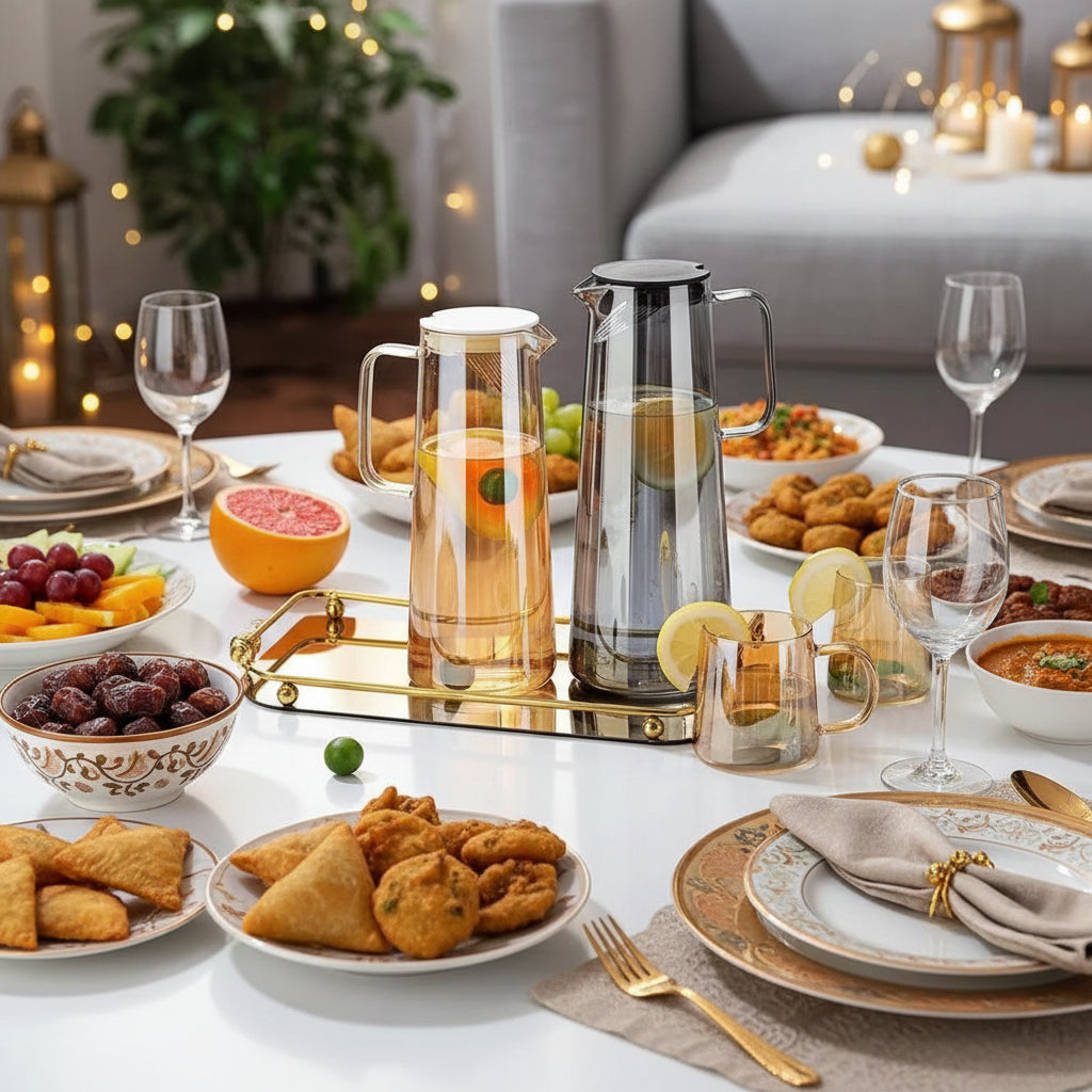 Modern 1800ml Glass Water Pitcher with Stainless Steel Filter - My Store